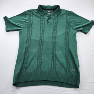 Buffalo David Bitton Men's Knitted Polo Green Size XL